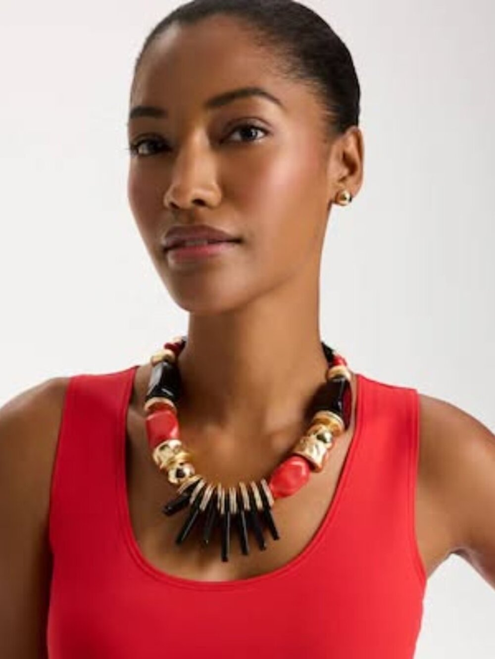NWT CHICO'S Chico's Originals Mixed-Media Bib Necklace, and earrings.